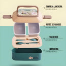 Marmita Lancheira Infantil 3 Compartimentos Com Talheres