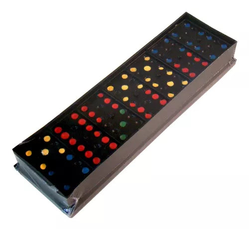 Jogo Dominó Preto De Plástico - Pontos Coloridos - FA