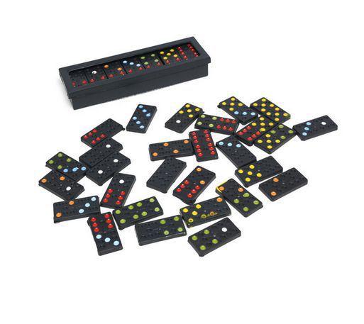 Jogo Dominó Preto De Plástico - Pontos Coloridos - FA