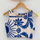 Cropped Feminino Estampado Inspiração Farm Oceano Encantado Blusa Cropped Top