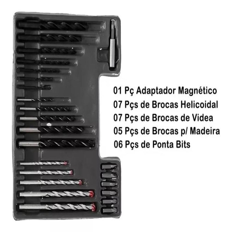 Jogo 300 Brocas e Bits para Furadeira com Buchas Coloridas