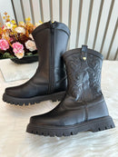 Bota infantil Boiadeira Texana Preto Com Zíper Luxo