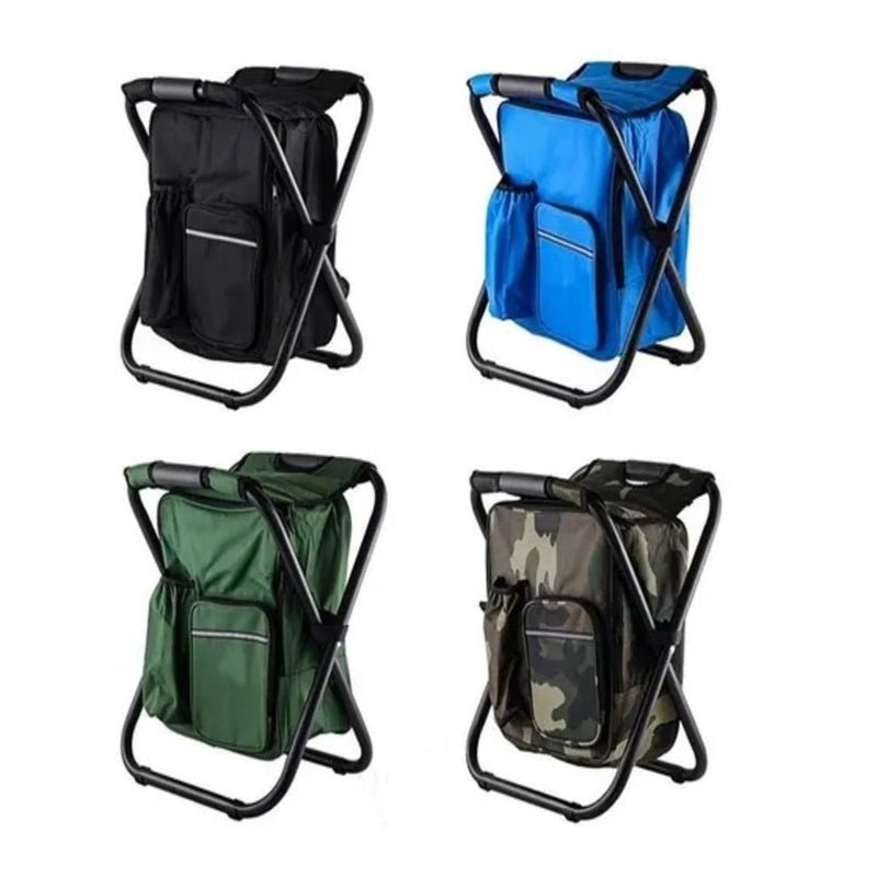 BANQUETA DOBRAVEL COM BOLSA MOCHILA SEMI TERMICA CADEIRA BANCO PARA PESCA CAMPIN