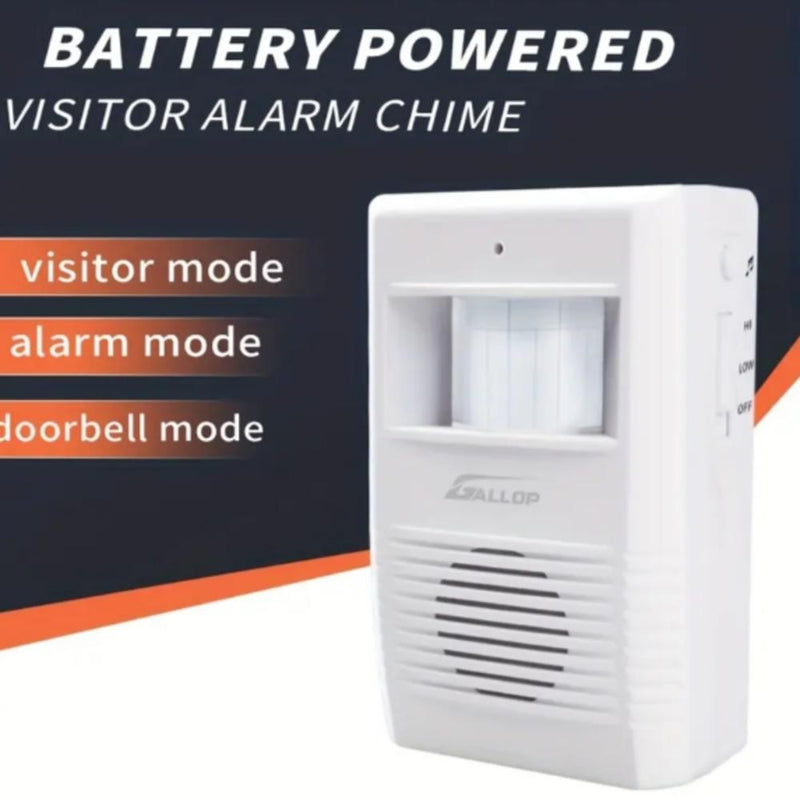 SENSOR PRESENCA LONGO ALCANCE CAMPAINHA SEM FIO ALARME MOVIMENTO MUSICAL ANUNCIA