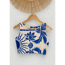 Cropped Feminino Estampado Inspiração Farm Oceano Encantado Blusa Cropped Top