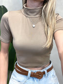 Cropped em Suplex Manga Curta com Gola