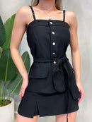 Conjunto em Alfaiataria Sensoriale Bata de Alça e Shorts Saia