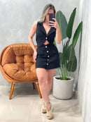 Macaquinho em Alfaiataria Sensoriale sem Mangas com Botões e Bolso Falsos Rose